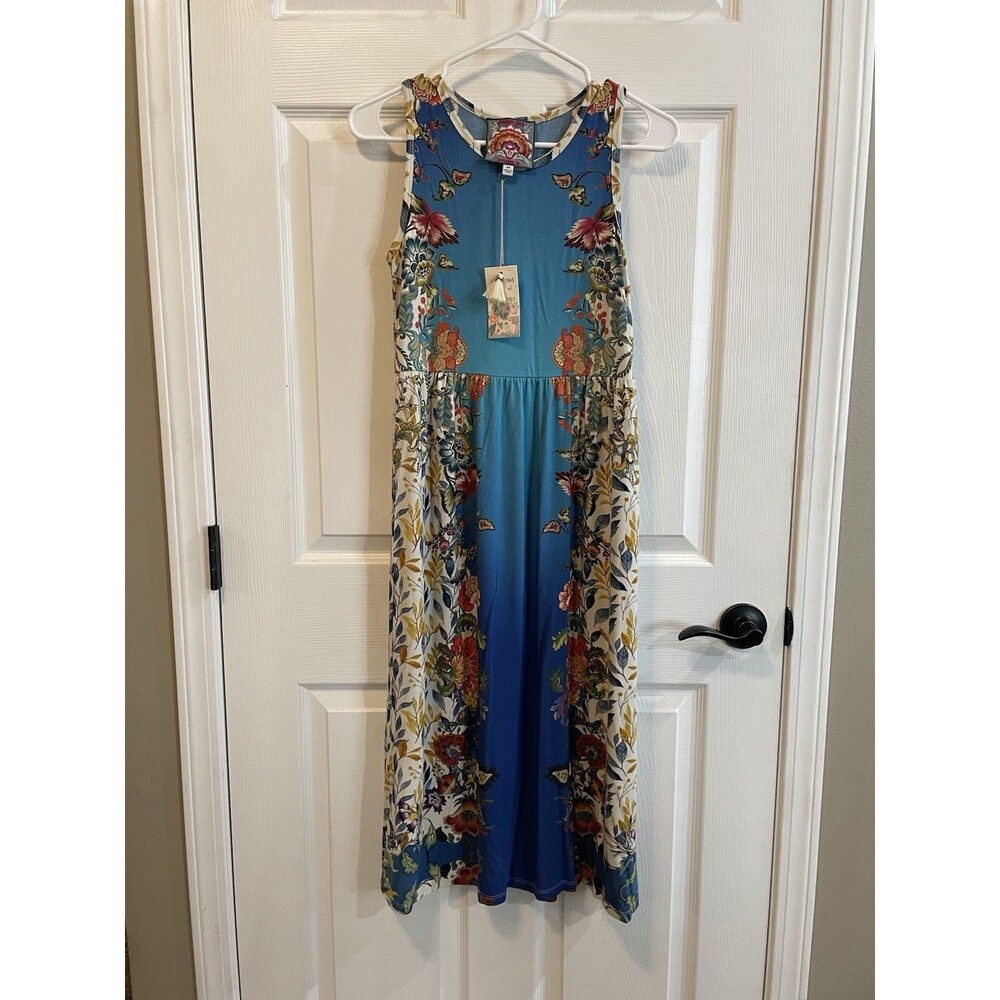 Johnny Was Tank Dress XS Blue Floral Easy Fit Boho NWT $198